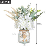 Faux Flowers with Vase,Artificial Silk Flowers in Vase, Fake Plant Eucalyptus and Willow,Flower Arrangement for Home Farmhouse kitchen Dining Table Centerpiece Decorations Coffee Table Decor (White) VIERENA
