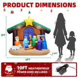 Inflatable Christmas Nativity Scene, 6FT LED Blow Up Christmas Outdoor Decoration Clearance, Lighted Nativity Set Decor for Yard Patio Holiday Xmas Party Poolergetic