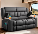 MOSGAT RV Loveseat Recliner Sofa, Reclining Loveseat Home Theater Seating with USB Ports, Cup Holders, Insert Pockets, Wall Hugger RV Recliners for Movie Room, Recline Movie Seats Gaming Sofa, Gray MOSGAT