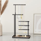 susswiff Jewelry Holder Organizer Stand - Adjustable Tall 17.5" (Max), Sturdy Jewelry Hanger for Necklaces, Earrings, Bracelets, Rings, Jewlery Display and Storage, Black, Metal susswiff