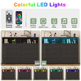 GarveeHome 55" W Black Dresser for Bedroom, 8 Drawer Dresser with Led Lights and Charging Station, Large Chest of Drawers Storage Organizer with Storage Shelves for Living Room, Entryway GarveeHome