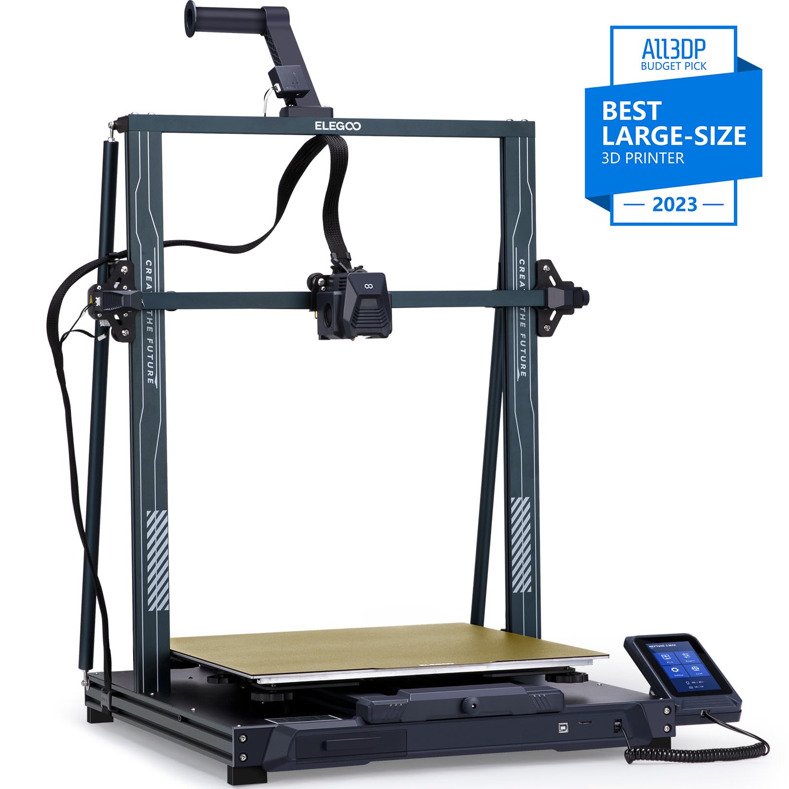 ELEGOO Neptune 3 Max 3D Printer, Auto Leveling FDM 3D Printer with Direct Drive Extruder, Dual Lead Screw Drive and Removable Touchscreen, 16.53x16.53x19.68 Inches Large Printing Size - WoodArtSupply