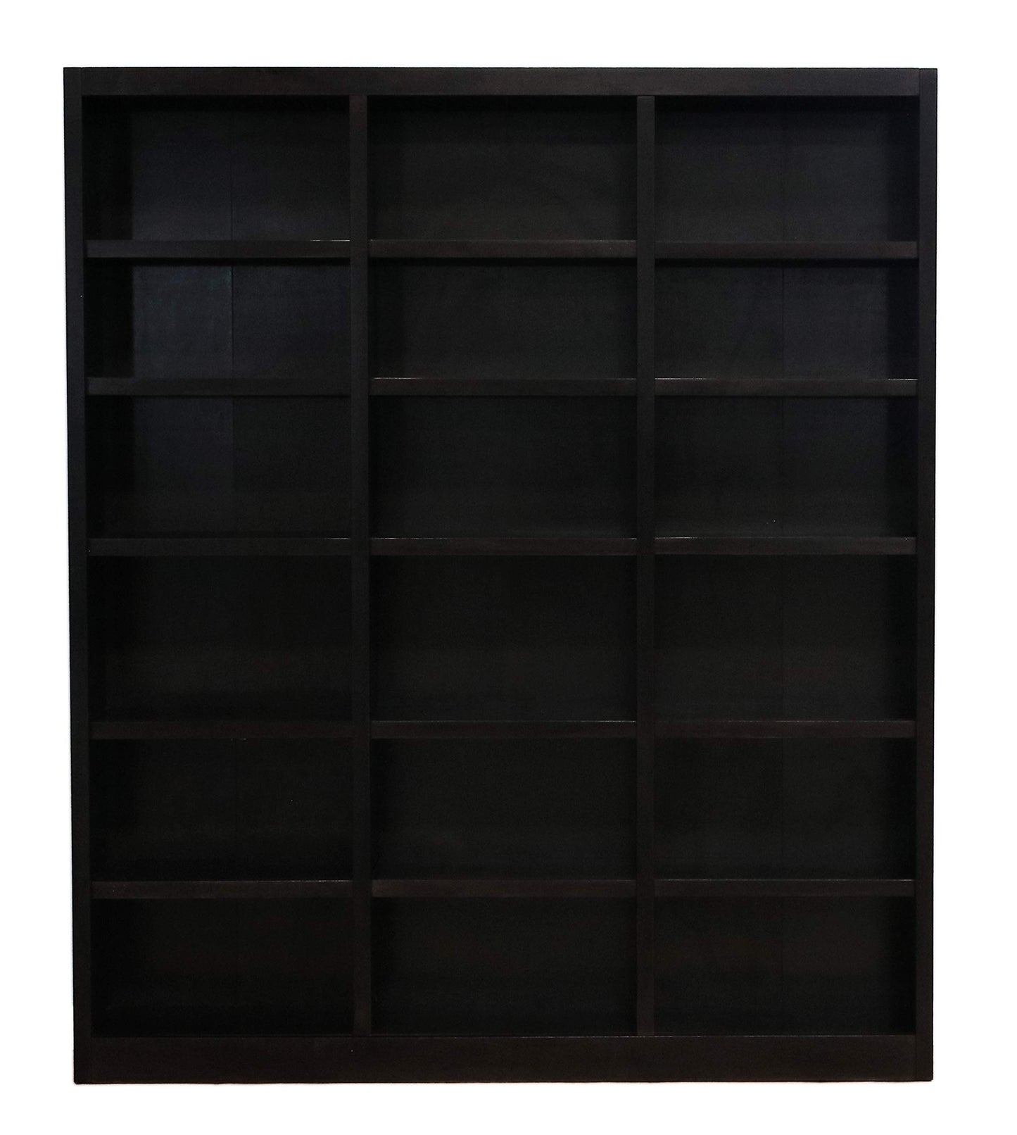 Traditional 84" Tall Triple Wide 18-Shelf Bookcase in Chocolate Espresso - WoodArtSupply