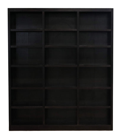 Traditional 84" Tall Triple Wide 18-Shelf Bookcase in Chocolate Espresso - WoodArtSupply