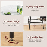 MAHANCRIS Round Bar Table, 37.4" High Pub Top Table with Footrest, 2-Tier Counter Height Cocktail Tables with Storage, Bistro Table for Small Spaces, Easy to Assemble, Marble and Black BTHM12501 MAHANCRIS