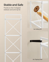 SONGMICS 5-Tier Metal Storage Rack, Shelving Unit with X Side Frames, Dense Mesh, 12.6 x 23.6 x 57.3 Inches, for Entryway, Kitchen, Living Room, Bathroom, Industrial Style, Cloud White UBSC165W01 SONGMICS