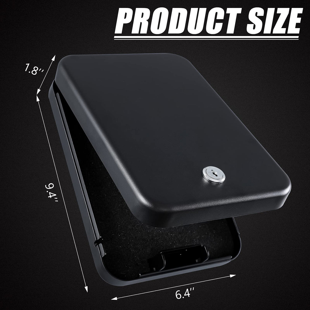 Dalmbox Car Gun Safe for Pistols Small Handgun Lock Box with Key Lock Portable Travel Pistol Safe for Car, Home, Travel (9.4" X 6.4" X 1.8") Dalmbox