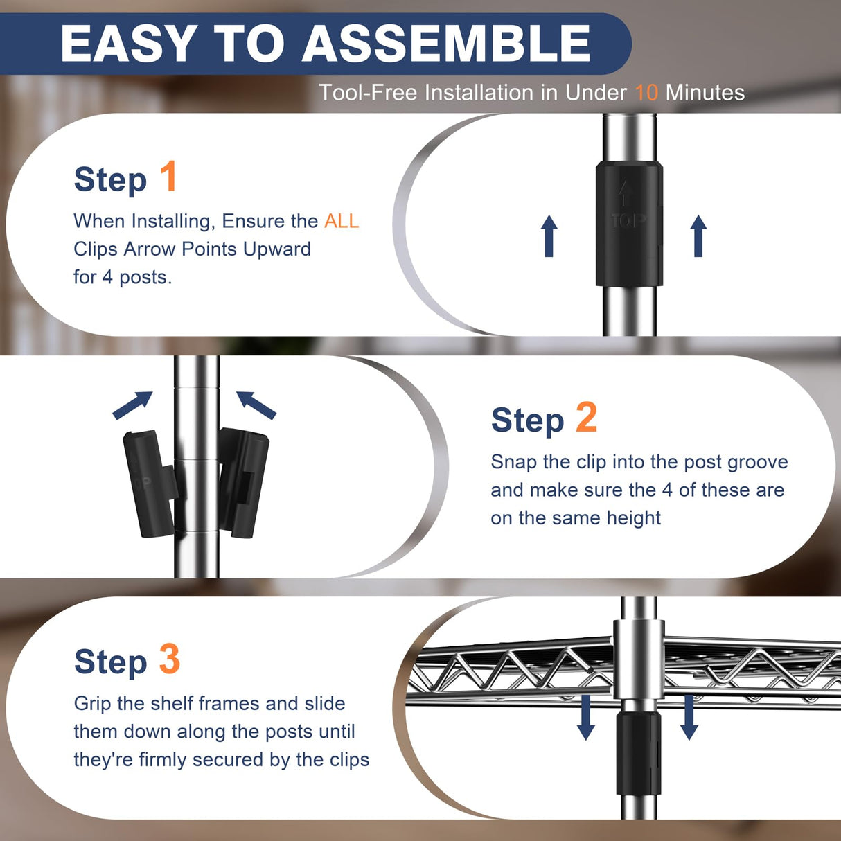 VANZBON 5-Tier Heavy Duty Metal Shelf,Chrome Wire Shelving Unit 35" Wx18 Dx71 H,Height Adjustable Storage Wire Shelves with Lockable Wheels for Garage,Kitchen,Office,Bathroom,Studio VANZBON