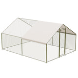 Large Metal Chicken Coop, 13.1 Ft Large Chicken Runs for Yard with Cover, Spire Roof Metal Chicken Coop with Lock for Outdoor, Backyard, Farm, Duck, Rabbit Hipicute