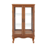CKEASEAN Lighted Curio Cabinet, 44" H Glass Display Cabinet with 3-Tier Adjustable Glass Shelves, China Cabinet with Mirrored Back Panel for Living Room, Light Blub Included (Dark Oak) CKEASEAN