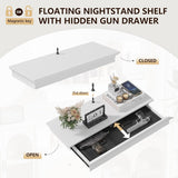 Eylar Intact Secret Home Decor with Hidden Storage, Floating Night Stand with Gun Drawer, Space-Saving Gun Shelf for Bedroom, Hallway, Office, Solid Wood (White) Eylar