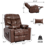 URRED Power Lift Recliners for Elderly, Electric Lift Chair with Massage and Heat, PU Leather Recliner Chair for Living Room (Brown) URRED