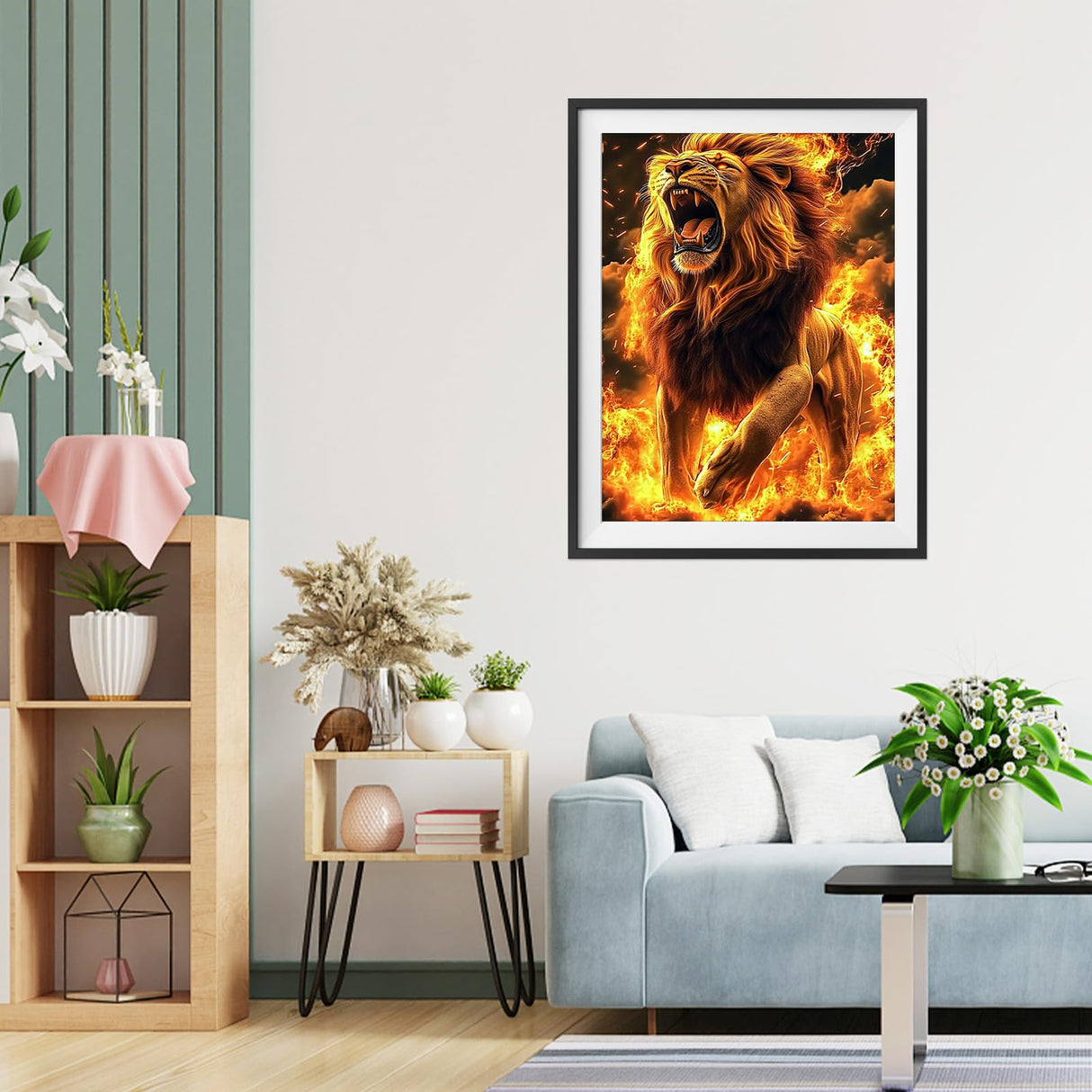 QENSPE Diamond Painting Kits for Adults,Lion Full Drill Diamond Art Diamond Dots Paintings for Beginners,Lion Round 5D DIY Arts and Crafts for Home Wall Decor 12x16 inch QENSPE