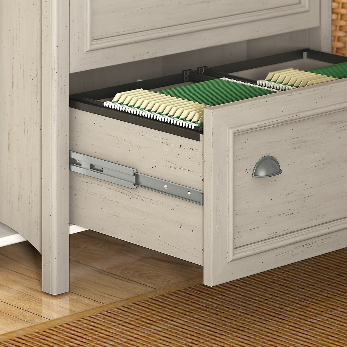 Bush Furniture Fairview 2 Drawer Lateral File Cabinet, Home Office Storage for Letter, Legal, and A4-Size Documents, 32W, Antique White Bush Furniture