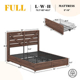 AMERLIFE Full Size Farmhouse Bed Frame with 4 Drawers, Wooden Storage Bed Frame with Headboard and Heavy Duty Metal Slats, Noisy Free, Easy Assemble, Rusric Brown AMERLIFE