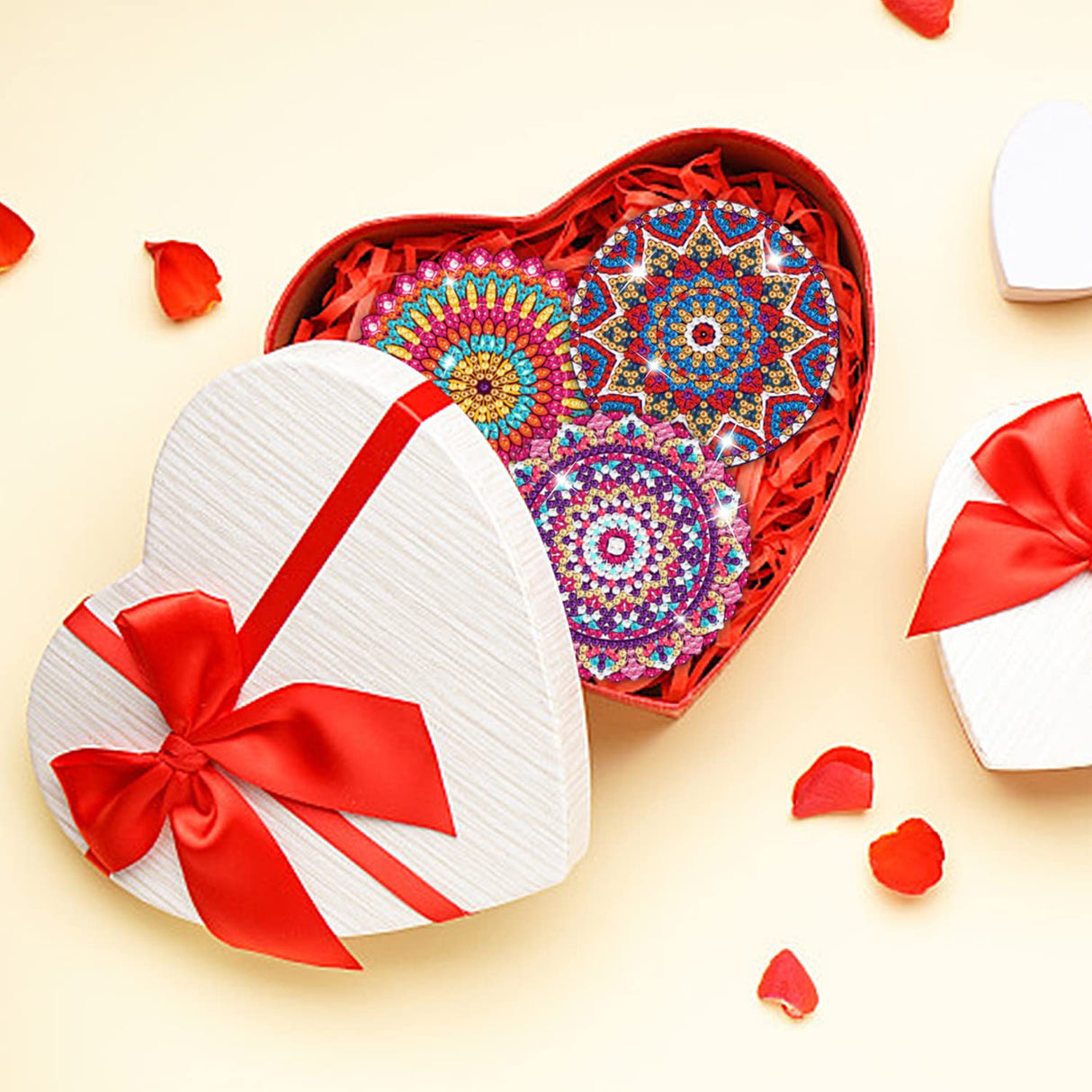 Benvo 8 Pcs Diamond Painting Coasters Kit Mandala Cup Coasters DIY Diamond Art Kits with Diamond Painting Pens, Holders, Cork Base for Beginners Adults and Kids Art Craft Supplies Gift (Mandala B) Benvo