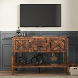 Maupvit Console Table with Storage，Farmhouse Sideboard Buffet Cabinet Kitchen Sideboard Cabinet with Storage Drawers and Bottom Shelf (Brown) Maupvit