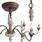 GEPOW Farmhouse Chandelier, 5-Light French Country Chandelier, Rustic Distressed Wood Chandeliers Light Fixture for Dining Room, Living Room, Bedroom, Foyer GEPOW