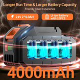 Cordless Impact Wrench, 665Ft-Ibs (900N.m) 1/2" Electric Impact Wrench, 21V Power Impact Drill with 2x 4.0Ah Battery, 6 Sockets, 8 Drill, 6 Screws, Impact Gun Variable Speeds for Car/Truck/Mower Protmex