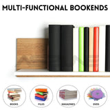 4Pairs Book Ends Hold Heavy Books Wood Bookends for Heavy Books Heavy Duty Walnut Book Ends for Men Wood Bookends for Office Desk Non-Skid ASZUNE