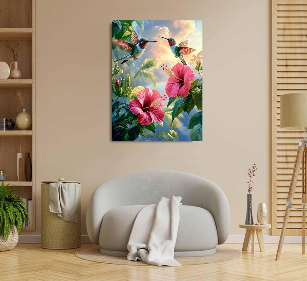 Hummingbirds Hibiscus Flowers Paint by Numbers Kit for Adults, 16"x20" Canvas Painting Kit for Beginners, Modern Aesthetic DIY Paint by Number on Canvas for Home Wall Decor 357 Generic