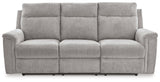Signature Design by Ashley Barnsana Minimalist Power Reclining Sofa with USB Charging Ports, Light Gray Signature Design by Ashley