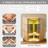 2-3 Person Ultra Low EMF(0-5mG) Far Infrared Sauna, 1520w Hemlock Indoor Sauna Room with APP Control, LCD Panel Control, Constant Temperature Cover, Chromotherapy Lamp, Reading Lamp, Bluetooth Speaker KUNSANA