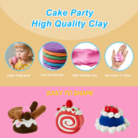 Adinomiency Air Dry Clay for Kids | 12 Pack DIY Modeling Clay Kit with 4 Colors Per Set & 12 Pastry Sculpting Guides | Non-Toxic, Easy to Use Arts and Crafts Gift for Boys & Girls Ages 3+ Adinomiency