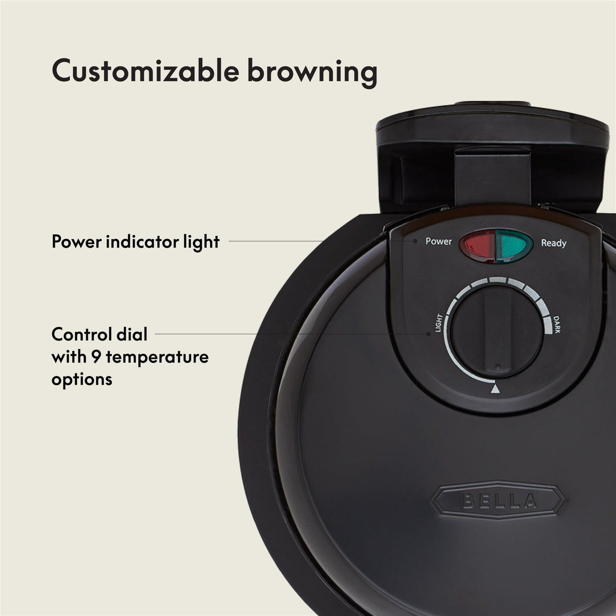 BELLA Classic Rotating Belgian Waffle Maker with Nonstick Plates, Removable Drip Tray, Adjustable Browning Control and Cool Touch Handles, Black BELLA