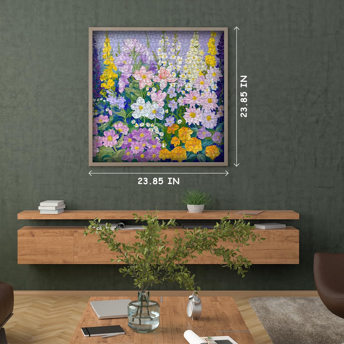 Flower Puzzle for Adults 1000 Pieces, Floral Art Plant Puzzle, Colorful Painting Garden Jigsaw Puzzle