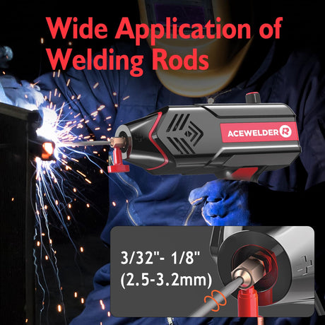 ACEWELDER Handheld Welder 110V, Welding Machine 120A Portable Stick Welder, Hand Held Welder Machine IGBT Inverter Digital Display with Welding Tool Set and Toolbox Acewelder