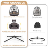 Egg Chair with Stand Outdoor Ratten Wicker Hanging Egg Chair Outdoor Indoor with Thickened Cushion Swing Chair Hammock for Patio Apartment Bedroom Garden Balcony (Dark Grey Wicker+Grey Cushion) ZZW