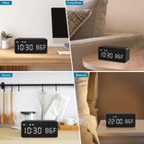 MOSITO Digital Wooden Alarm Clock with Wireless Charging, 0-100% Dimmer, Dual Alarm, Weekday/Weekend Mode, Snooze, Wood LED Clocks for Bedroom, Bedside, Desk, Kids (Black) MOSITO