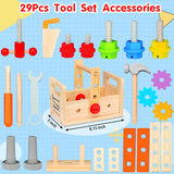 Mgtfbg Kids Tool Set - 29 PCS Wooden Toddler Tool with Box, Montessori STEM Educational Pretend Play Construction Toy for 2 3 4 5 6 Year Old Boys Girls, Best Birthday Gift Mgtfbg