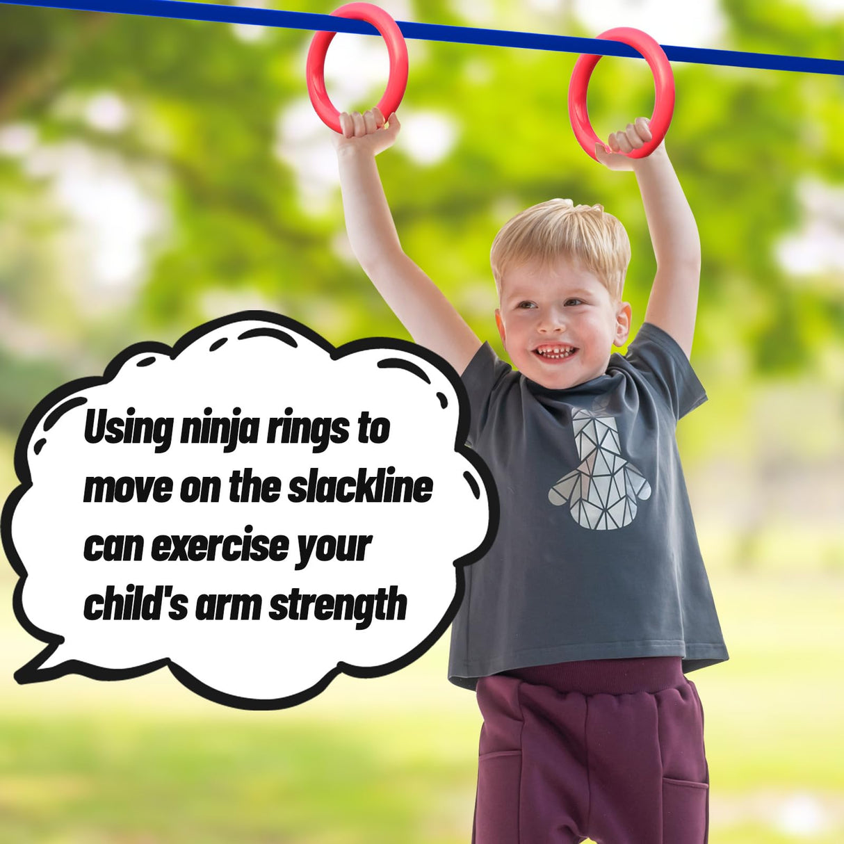 Ninja Warrior Obstacle Course for Kids Outside-Ninja Slackline 52ft with 11 Durable Obstacles-Climbing Net,Wheel, Warrior Gymnastics & Monkey Bars,Slack Lines for Backyard for Kids. Just.smile