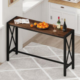 Rustic Oak BON AUGURE 55" Counter Height Bar Table - Tall Pub Console for Dining and Living Spaces BON AUGURE