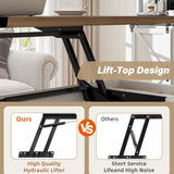 REVOMINCA Farmhouse Lift Top Coffee Table, 48" Large Coffee Table for Living Room, Wood Center Table with Hidden Storage Compartment and Sliding Barn Doors, White REVOMINCA