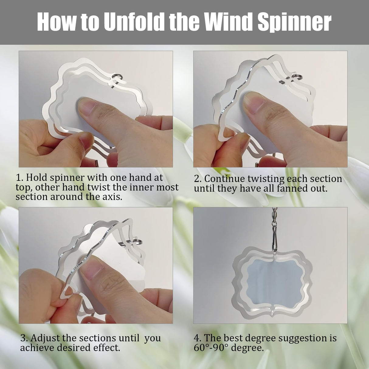 WindMage 12 Pack 3inch Sublimation Wind Spinner Blanks 3D Aluminum Metal Wind Sculpture Kinetic Spinners for Yard and Garden Indoor Art Sublimation Christmas Ornament Hanging Decoration (Photo Frame) WindMage