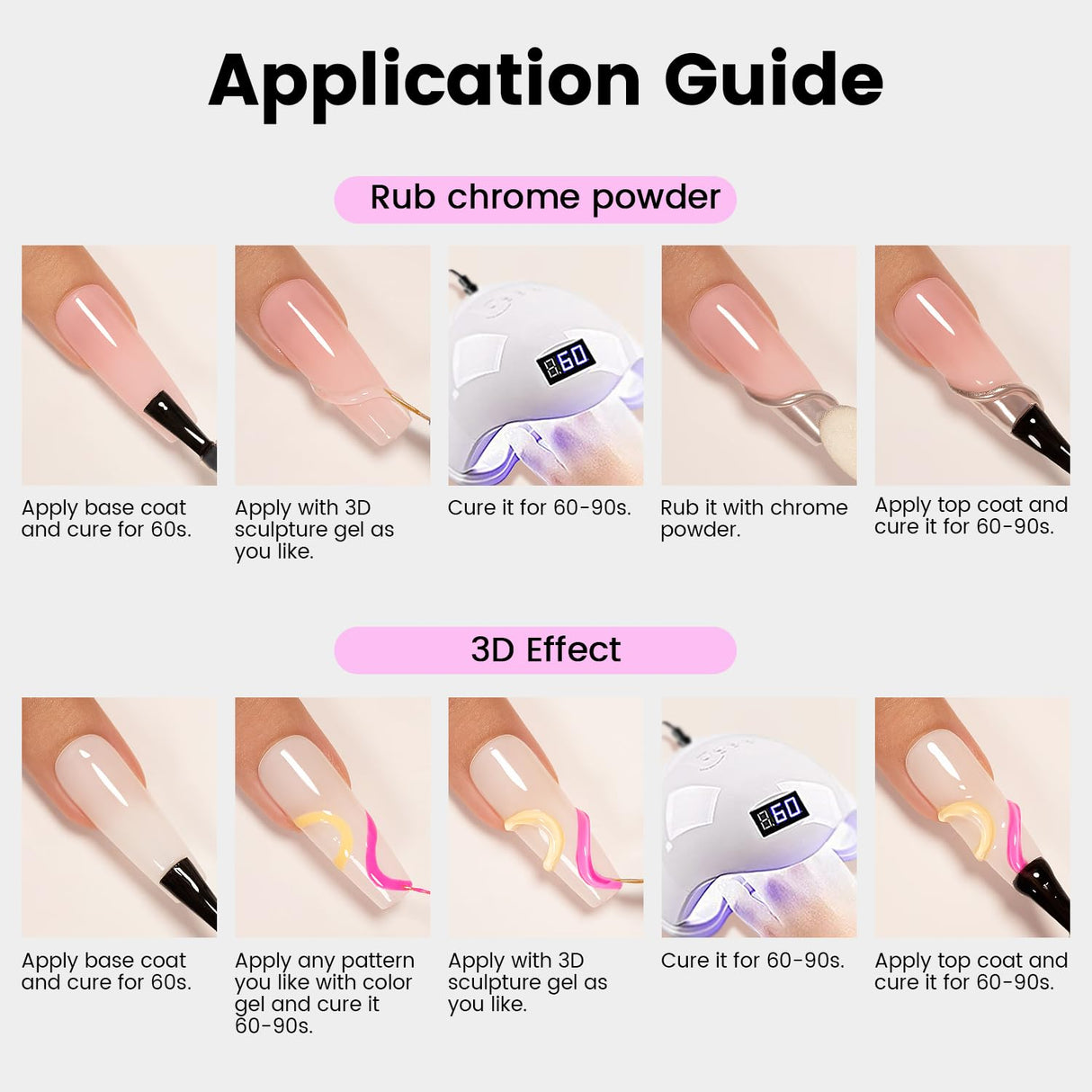 RARJSM 3D Sculpting Gel Clear Painting Gel Polish Nail Art Designs No Wipe Chrome Nail Powder Nails Charms Rhinestone Decoration Adhesive Glue Drawing Painted Sculpture Hard Gelpolish Curing Requires RARJSM