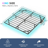Tatub King Floating Bed Frame with LED Lights & Charging Station - Modern Platform Bed with Bedside Caddy Tatub