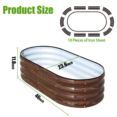 SnugNiture Galvanized Raised Garden Bed, 4x2x1ft Oval Metal Planter Box for Planting Outdoor Plants Vegetables SnugNiture