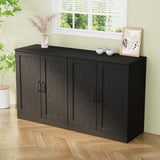 VOWNER TV Stand for TVs up to 75", 4-Piece TV Hutch with Cabinets, Entertainment Center with Bookshelves, Modular TV Console for Living Room, 2D+2H (Black, 111.12" W) VOWNER