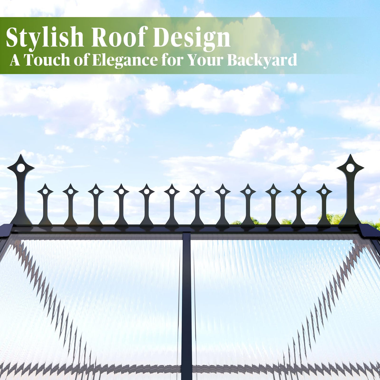 14x9.7x10 FT Polycarbonate Greenhouse for Outdoors, Large Winter Greenhouse Sunroom with 2 Adjustable Windows &Sliding Door, Walk-in Design with Aluminum Frame for Patio, Garden gohonei