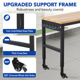 GarveeTech Adjustable Workbench 60' x 22', 2000 Lbs Load Capacity, 29.5"-38.4" Heights Garage Worktable with Universal Wheels & Power Outlet, Heavy-Duty Table for Workshop Office Home Commercial GarveeTech