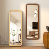 LVSOMT 63"×18” Wooden Full Length Mirror, Full Body Mirror, Standing Floor Mirror, Solid Wood Frame, Stand Up or Wall-Mounted, Dressing Mirror for Bedroom, Rustic Mirror, Walnut LVSOMT