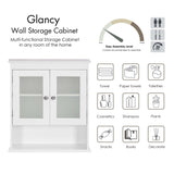 Spirich Bathroom Cabinet Wall Mounted, Medicine Cabinet Organizer with Glass Doors and Adjustable Shelves, Bathroom Wall Cabinet Over Toilet, White Spirich