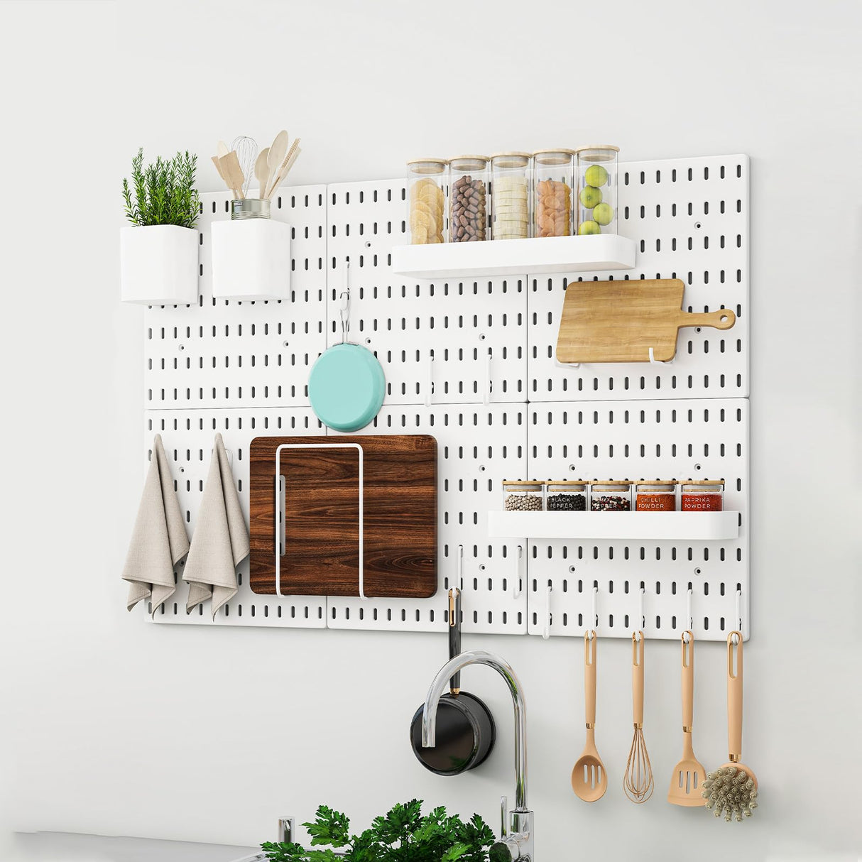 Peg Board, Modular Hanging Peg Board Combination Kit with Accessories for Wall Organizer, Crafts Organization, Ornaments Display, Wall Peg Board (22 Inches x 33 Inches, White) Nafenai