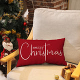 Allorry Christmas Pillow Covers Merry Christmas Throw Pillow Decorative Christmas Red Cotton Cloth Linen Cloth Pillow Cover Sofa Cover Decorative Rectangle Length 12X20 inches Allorry