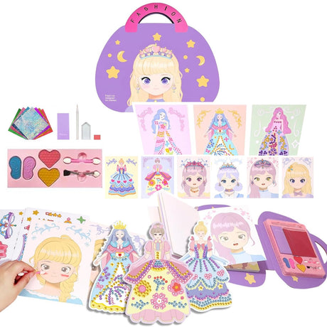 Art Craft Activity for Kids, Princess Fashion Sticker Book, Foil Art Kit, Diamond Painting Kits, Dress up DIY Art Kit for Kids, Mess-Free Toddler Arts and Crafts Supplies for Girls & Boys Ages 5+ Innosurg