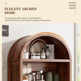 Ieejdn 71" Tall Arched Kitchen Pantry,Modern Fluted Wood Storage Cabinet with Doors,Adjustable Shelves,Organizer, Versatile Cupboard for Kitchen,Living Room,Dining Room,Bathroom,Walnut